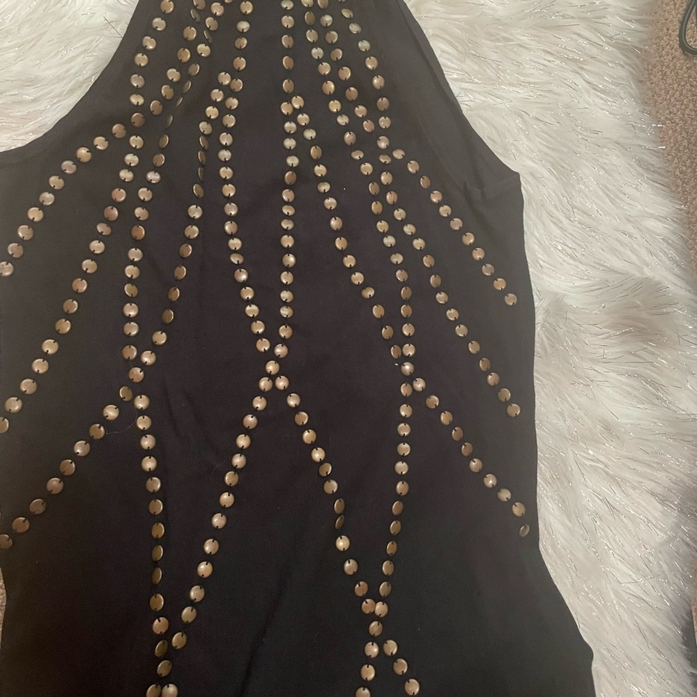 Black Dress with Gold Studded Design